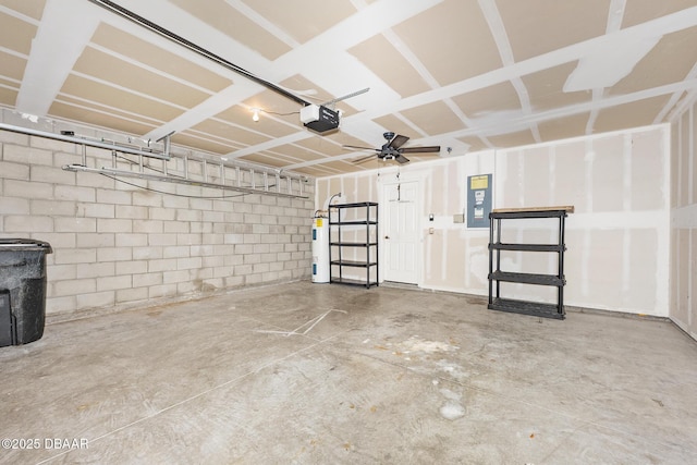 5 Cantilever Ct, Ormond Beach, FL 32174 - garage with a garage door opener, electric panel, and concrete block wall