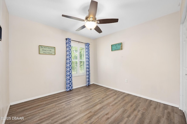 5 Cantilever Ct, Ormond Beach, FL 32174 - empty room with wood finished floors, ceiling fan, and baseboards