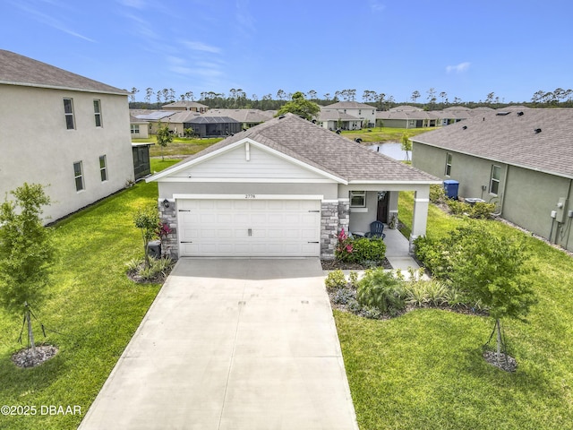 2778 Portadown St, Ormond Beach, FL 32174 - view of front of home featuring concrete driveway, a front lawn, a residential view, and a garage
