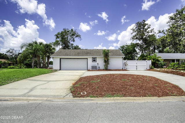 952 Northbrook Dr, Ormond Beach, FL 32174 - view of front of property featuring a gate, concrete driveway, cooling unit, a garage, and a front yard