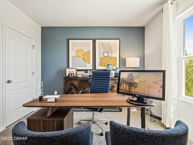 2716 Golden Trout Ln, Edgewater, FL 32141 - carpeted home office featuring plenty of natural light