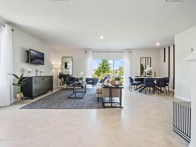 2716 Golden Trout Ln, Edgewater, FL 32141 - living area with recessed lighting and light tile patterned floors
