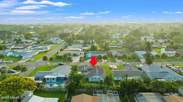 drone / aerial view with a residential view