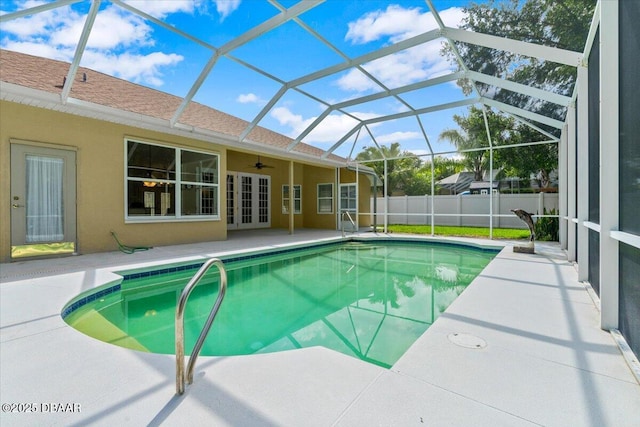 3 Slow Stream Way, Ormond Beach, FL 32174 - view of pool featuring a patio area, ceiling fan, a lanai, and french doors