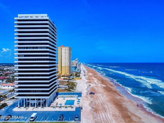 property view of water featuring a view of the beach