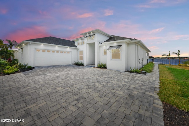 view of front of house with a garage