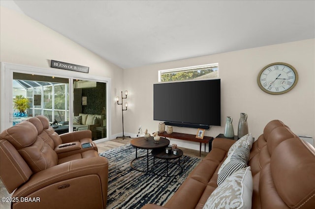 1589 Town Park Dr, Port Orange, FL 32129 - living room with hardwood / wood-style floors, plenty of natural light, and vaulted ceiling