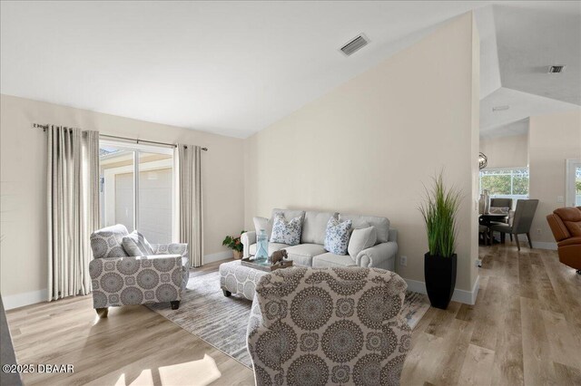 1589 Town Park Dr, Port Orange, FL 32129 - living room with high vaulted ceiling and light hardwood / wood-style floors