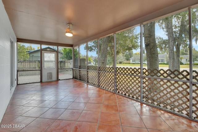 view of unfurnished sunroom