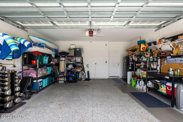 garage with a garage door opener