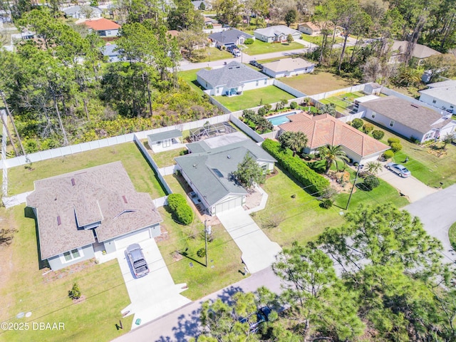 bird's eye view with a residential view