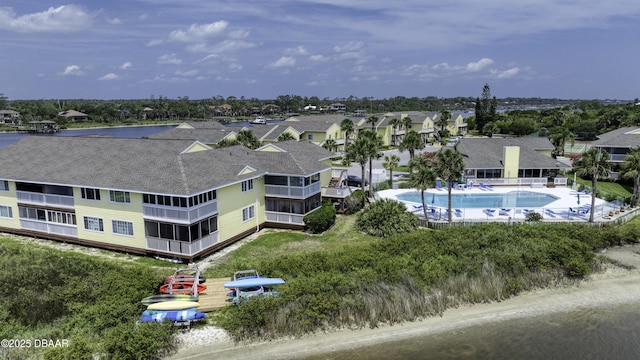 1101 Ocean Marina Dr Unit 201, Flagler Beach, FL 32136 - aerial perspective of suburban area featuring a pool area