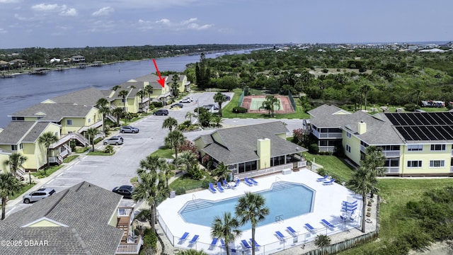 1101 Ocean Marina Dr Unit 201, Flagler Beach, FL 32136 - aerial view of residential area featuring a pool and a nearby body of water
