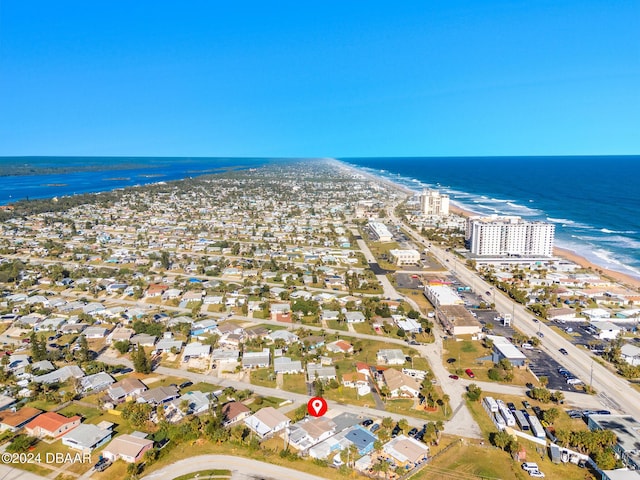 aerial view with a view of the beach and a water view