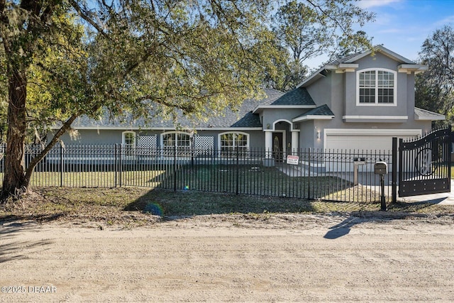 front of property with a garage