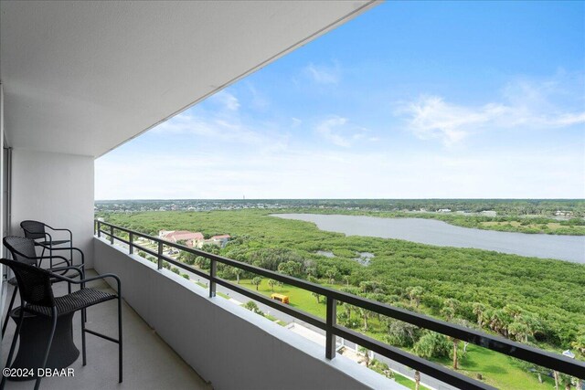 balcony with a water view