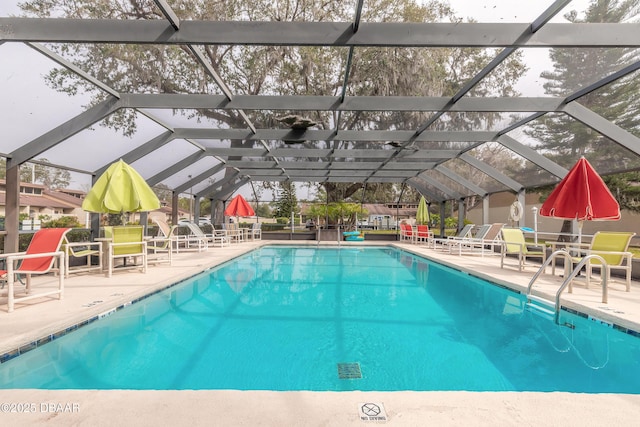 1260 Charter Oaks Cir, Holly Hill, FL 32117 - view of swimming pool featuring a patio and glass enclosure