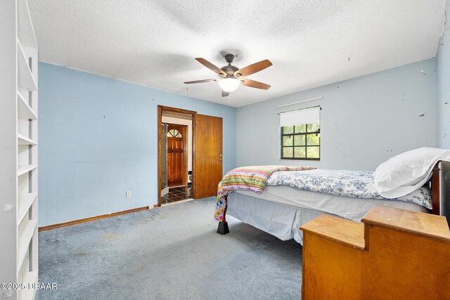 1 River Bluff Ct, Ormond Beach, FL 32174 - bedroom featuring carpet flooring, a ceiling fan, and a textured ceiling