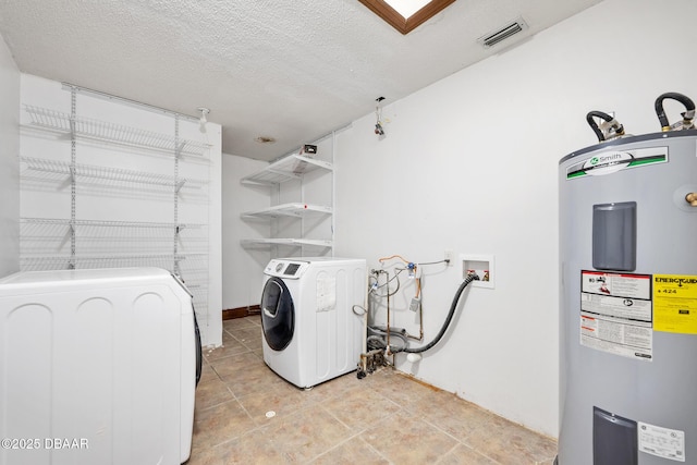 1 River Bluff Ct, Ormond Beach, FL 32174 - laundry room with electric water heater, washer and dryer, and a textured ceiling