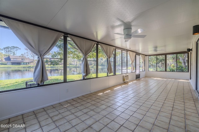 210 Sage Brush Trl, Ormond Beach, FL 32174 - unfurnished sunroom with a water view, ceiling fan, and plenty of natural light