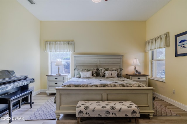 bedroom featuring light hardwood / wood-style floors