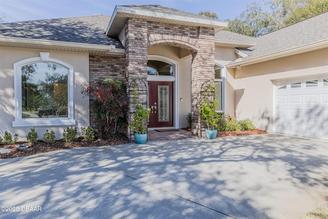 entrance to property featuring a garage