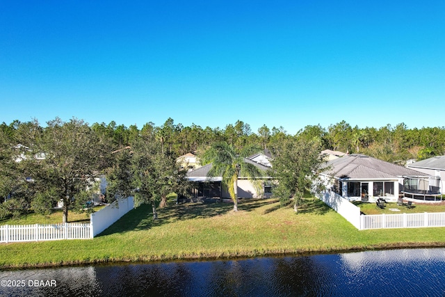 exterior space featuring a water view