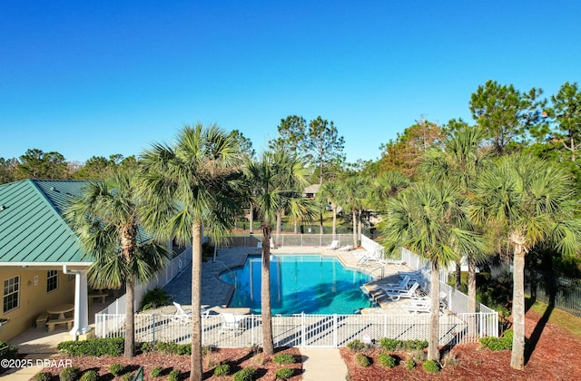 view of pool featuring a patio