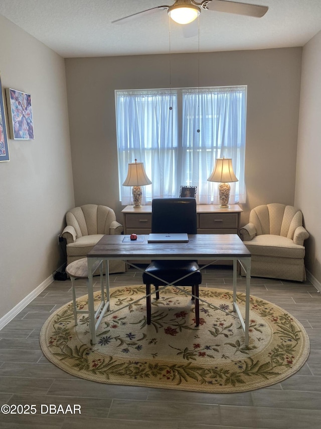 1601 Delphi Way, New Smyrna Beach, FL 32168 - office with a ceiling fan and wood finish floors