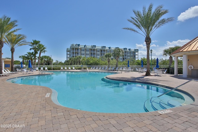 view of swimming pool featuring a patio