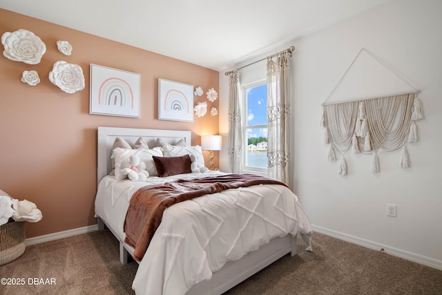 bedroom featuring access to exterior and carpet floors