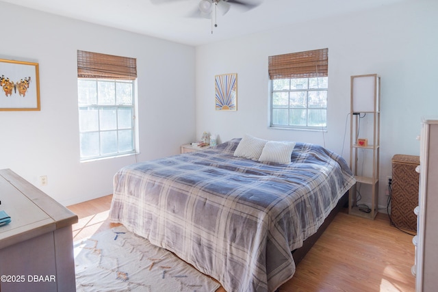 718 NW 4th St, Gainesville, FL 32601 - bedroom with light wood finished floors and a ceiling fan