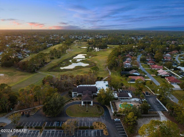 view of aerial view at dusk