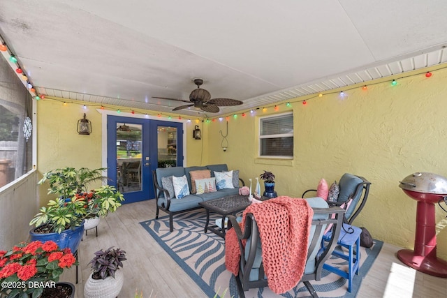 1942 N Daytona Ave, Flagler Beach, FL 32136 - deck featuring french doors and ceiling fan