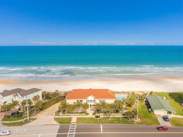 property view of water featuring a beach view and a residential view