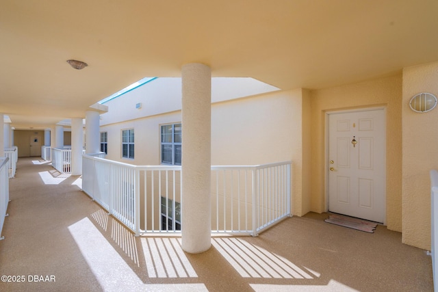 exterior space with decorative columns