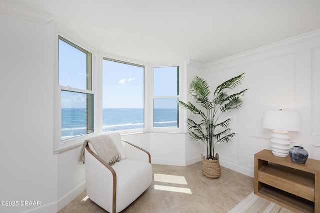 4545 S Atlantic Ave Unit 3604, Ponce Inlet, FL 32127 - living area with a water view and crown molding