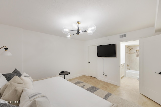 4545 S Atlantic Ave Unit 3604, Ponce Inlet, FL 32127 - bedroom featuring a chandelier and light tile patterned floors