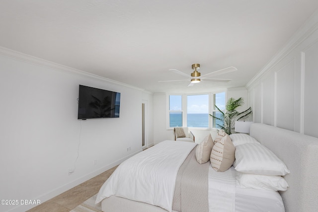 4545 S Atlantic Ave Unit 3604, Ponce Inlet, FL 32127 - bedroom featuring crown molding and a ceiling fan