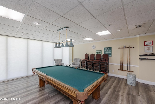 4545 S Atlantic Ave Unit 3604, Ponce Inlet, FL 32127 - game room with wood finished floors, a paneled ceiling, and billiards