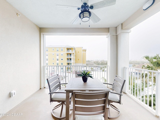 balcony with ceiling fan