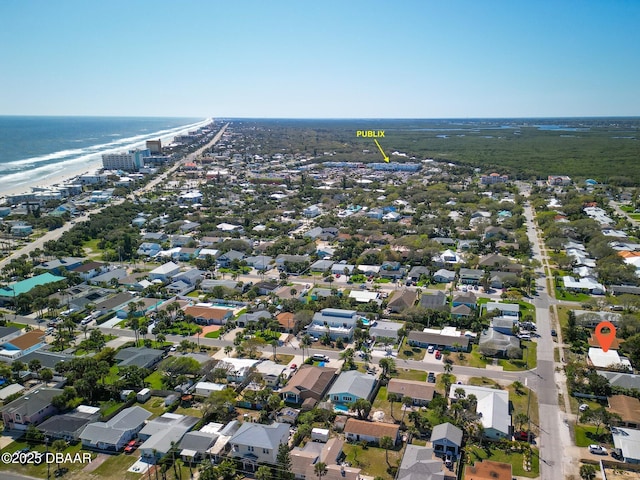 aerial view with a residential view and a water view