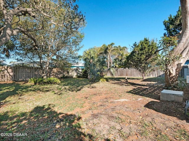 view of yard featuring a fenced backyard