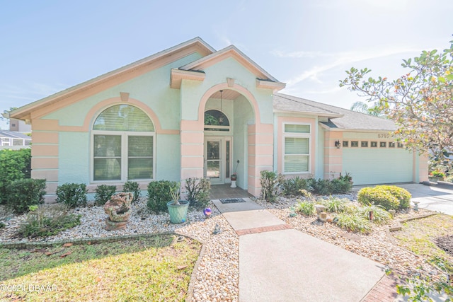 view of front of property featuring a garage