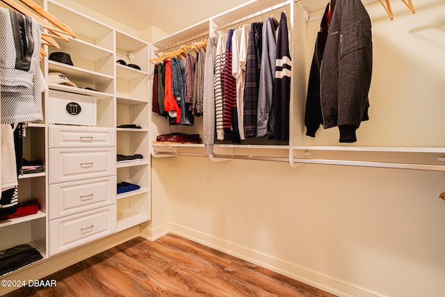 walk in closet featuring hardwood / wood-style flooring