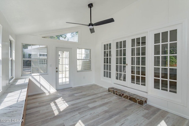 640 Old Treeline Trl, Deland, FL 32724 - unfurnished sunroom featuring french doors, vaulted ceiling, and wood finished floors