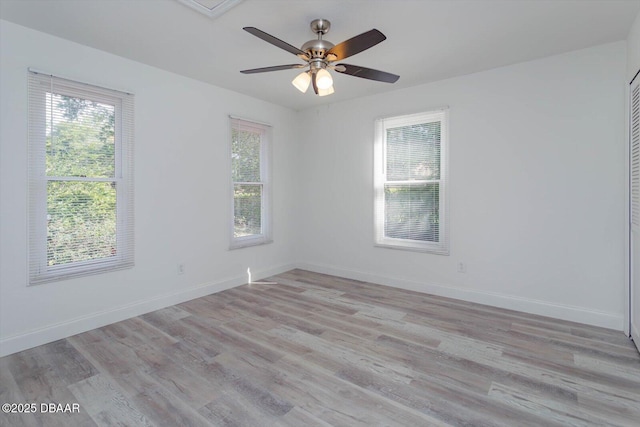 640 Old Treeline Trl, Deland, FL 32724 - spare room with ceiling fan, light wood-style flooring, and baseboards
