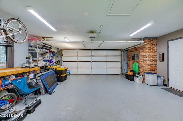 garage with a garage door opener