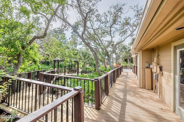 wooden deck with a gazebo