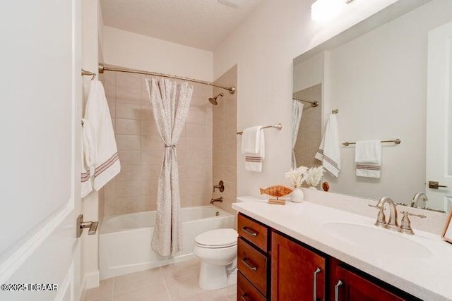 112 Chelsea Place Ave, Ormond Beach, FL 32174 - bathroom featuring shower / tub combo, vanity, toilet, and tile patterned flooring